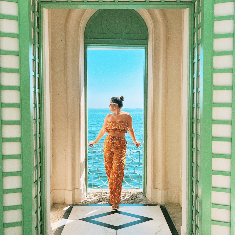 Floral Orange Two Piece Jumpsuit Set